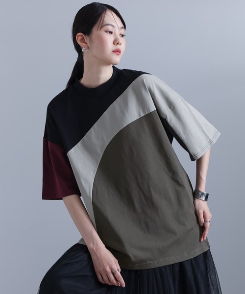 kOhAKU(コハク)の「4配色ラウンド切替カットソー(Tシャツ/カットソー・レディース・ブラック/カーキ・FREE)」の12枚目の写真