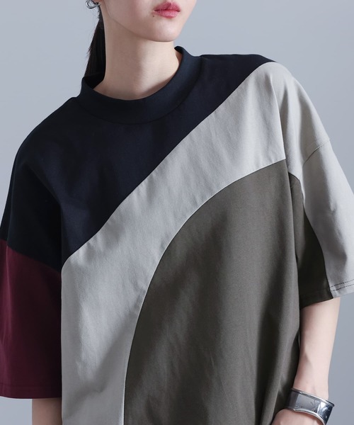 kOhAKU(コハク)の「4配色ラウンド切替カットソー(Tシャツ/カットソー・レディース・ブラック/カーキ・FREE)」の19枚目の写真