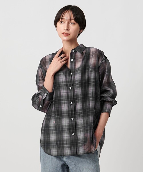 Soilソイル 別注コットン100％ 小花柄フリルギャザーシャツ ブラウス