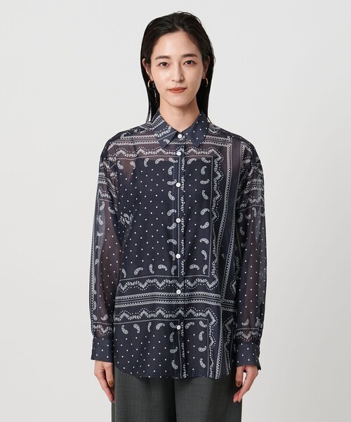 極美品　UNITED ARROWS オーガンジープリントシャツ　24ss 36 UNITED ARROWS｜オーガンジー プリントシャツ | Rakuten Fashion