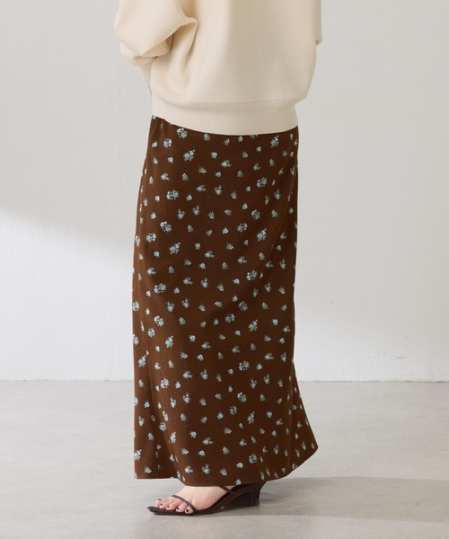 COLLAGE GALLARDAGALANTE（コラージュガリャルダガランテ）の「小花柄マーメイドスカート（スカート・レディース・ブラウン/アイボリー・FREE）」の3枚目の写真