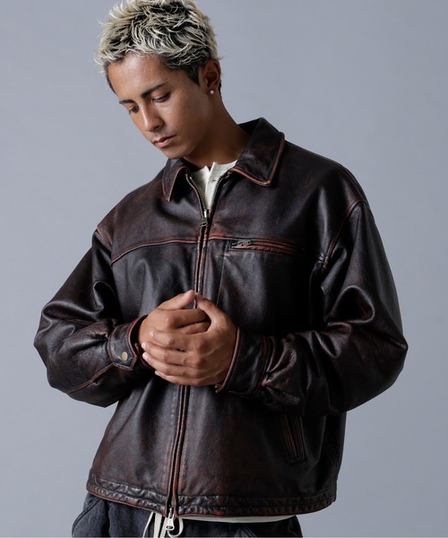 雰囲気抜群 CIDU 復刻 レザー スポーツジャケット デカTALON サイズM 0431414075153cl_05?$VS_1500$