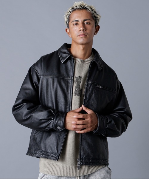 danke schön ノーカラージャケット DankeSchon/ダンケシェーン/AGING COWHIDE LEATHER JACKET（ブルゾン