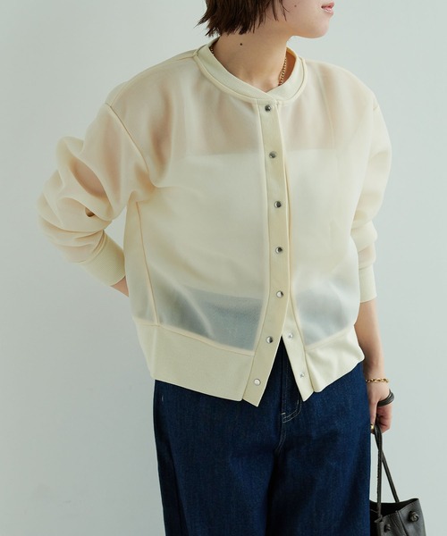 CROSS FUNCTION（クロスファンクション）の「《マシンウォッシャブル》エブ楽 シアースナップボタンカーディガン【CROSS FUNCTION/クロスファンクション】（カーディガン/ボレロ・レディース・チャコールグレー/ベージュ・LL/M/L）」の17枚目の写真