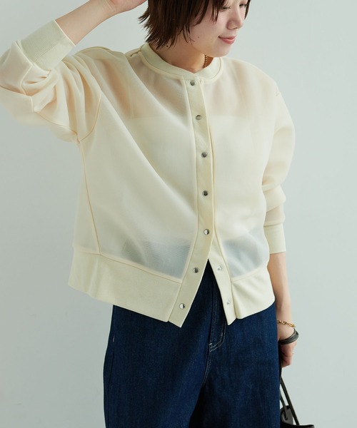 CROSS FUNCTION（クロスファンクション）の「《マシンウォッシャブル》エブ楽 シアースナップボタンカーディガン【CROSS FUNCTION/クロスファンクション】（カーディガン/ボレロ・レディース・チャコールグレー/ベージュ・LL/M/L）」の18枚目の写真