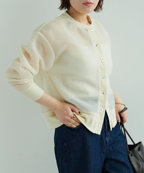 CROSS FUNCTION（クロスファンクション）の「《マシンウォッシャブル》エブ楽 シアースナップボタンカーディガン【CROSS FUNCTION/クロスファンクション】（カーディガン/ボレロ・レディース・チャコールグレー/ベージュ・LL/M/L）」の15枚目の写真