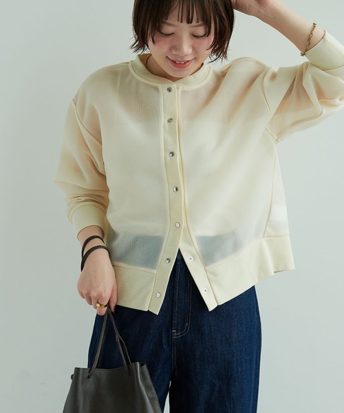 CROSS FUNCTION（クロスファンクション）の「《マシンウォッシャブル》エブ楽 シアースナップボタンカーディガン【CROSS FUNCTION/クロスファンクション】（カーディガン/ボレロ・レディース・チャコールグレー/ベージュ・LL/M/L）」の16枚目の写真