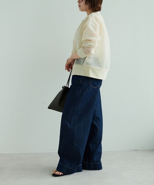 CROSS FUNCTION（クロスファンクション）の「《マシンウォッシャブル》エブ楽 シアースナップボタンカーディガン【CROSS FUNCTION/クロスファンクション】（カーディガン/ボレロ・レディース・チャコールグレー/ベージュ・LL/M/L）」の12枚目の写真