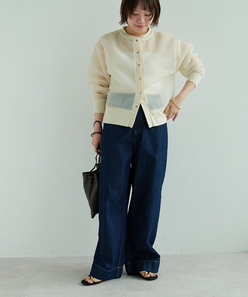 CROSS FUNCTION（クロスファンクション）の「《マシンウォッシャブル》エブ楽 シアースナップボタンカーディガン【CROSS FUNCTION/クロスファンクション】（カーディガン/ボレロ・レディース・チャコールグレー/ベージュ・LL/M/L）」の14枚目の写真