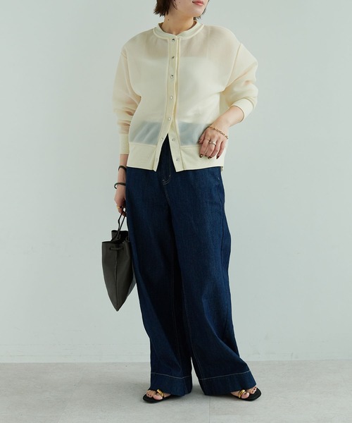 CROSS FUNCTION（クロスファンクション）の「《マシンウォッシャブル》エブ楽 シアースナップボタンカーディガン【CROSS FUNCTION/クロスファンクション】（カーディガン/ボレロ・レディース・チャコールグレー/ベージュ・LL/M/L）」の13枚目の写真