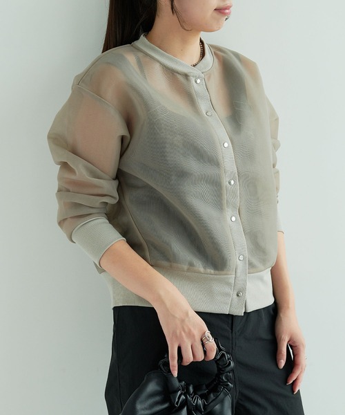 CROSS FUNCTION（クロスファンクション）の「《マシンウォッシャブル》エブ楽 シアースナップボタンカーディガン【CROSS FUNCTION/クロスファンクション】（カーディガン/ボレロ・レディース・チャコールグレー/ベージュ・LL/M/L）」の8枚目の写真