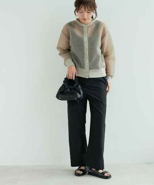 CROSS FUNCTION（クロスファンクション）の「《マシンウォッシャブル》エブ楽 シアースナップボタンカーディガン【CROSS FUNCTION/クロスファンクション】（カーディガン/ボレロ・レディース・チャコールグレー/ベージュ・LL/M/L）」の6枚目の写真