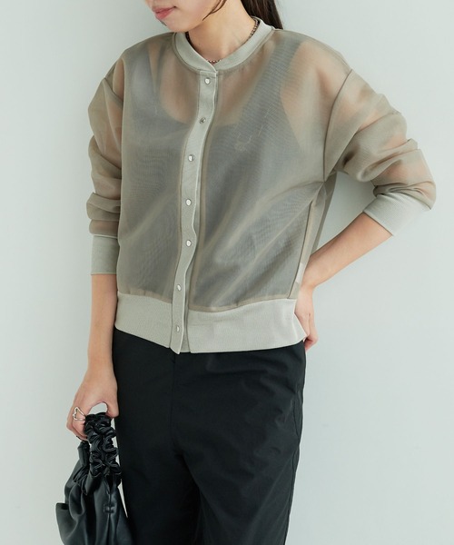 CROSS FUNCTION（クロスファンクション）の「《マシンウォッシャブル》エブ楽 シアースナップボタンカーディガン【CROSS FUNCTION/クロスファンクション】（カーディガン/ボレロ・レディース・チャコールグレー/ベージュ・LL/M/L）」の10枚目の写真