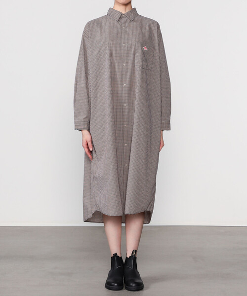 DANTON | プランサーボタン シャツワンピース PLAID WOMEN