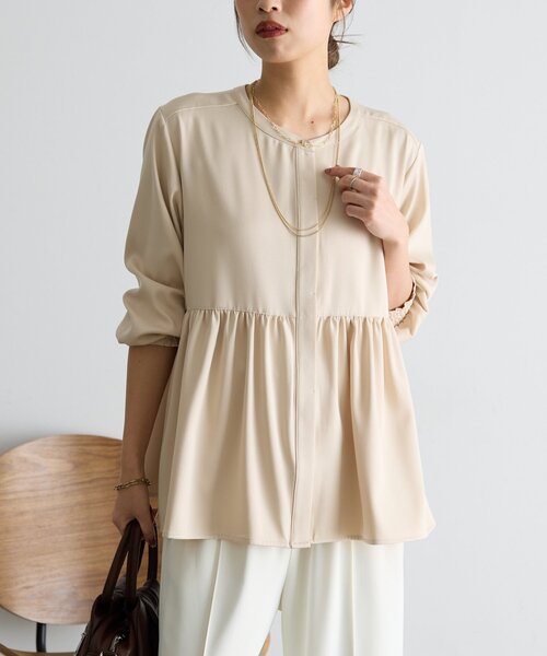 Jena espace merveilleux（ジェナ　エスパスメルヴェイユ）の「《さわ企画》【セレモニー/WEB限サイズあり】ペプラムブラウス（シャツ/ブラウス・レディース・ブラック/オフホワイト・FREE/0）」の4枚目の写真