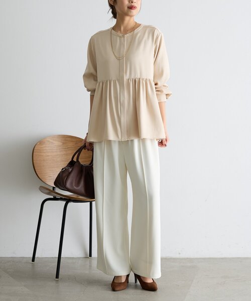 Jena espace merveilleux（ジェナ　エスパスメルヴェイユ）の「《さわ企画》【セレモニー/WEB限サイズあり】ペプラムブラウス（シャツ/ブラウス・レディース・ブラック/オフホワイト・FREE/0）」の5枚目の写真