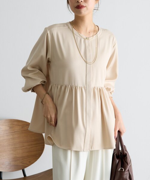 Jena espace merveilleux（ジェナ　エスパスメルヴェイユ）の「《さわ企画》【セレモニー/WEB限サイズあり】ペプラムブラウス（シャツ/ブラウス・レディース・ブラック/オフホワイト・FREE/0）」の6枚目の写真