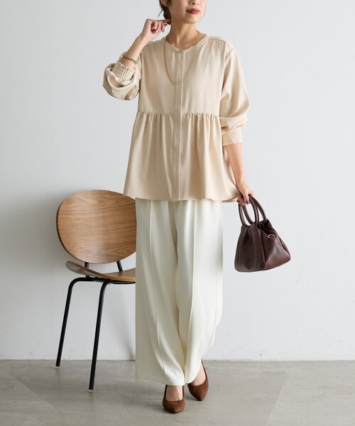 Jena espace merveilleux（ジェナ　エスパスメルヴェイユ）の「《さわ企画》【セレモニー/WEB限サイズあり】ペプラムブラウス（シャツ/ブラウス・レディース・ブラック/オフホワイト・FREE/0）」の7枚目の写真