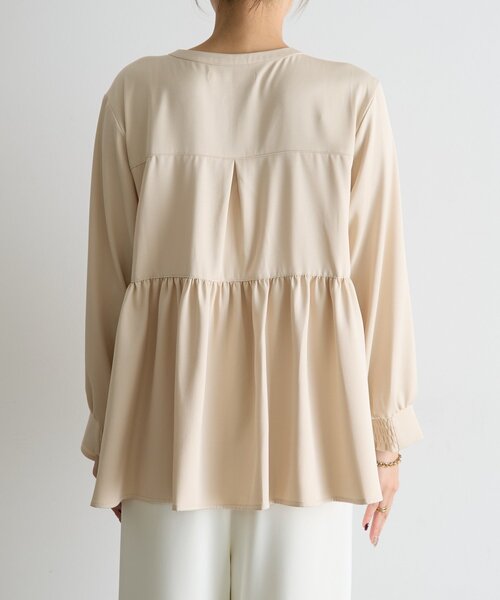 Jena espace merveilleux（ジェナ　エスパスメルヴェイユ）の「《さわ企画》【セレモニー/WEB限サイズあり】ペプラムブラウス（シャツ/ブラウス・レディース・ブラック/オフホワイト・FREE/0）」の8枚目の写真