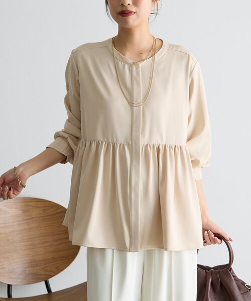 Jena espace merveilleux（ジェナ　エスパスメルヴェイユ）の「《さわ企画》【セレモニー/WEB限サイズあり】ペプラムブラウス（シャツ/ブラウス・レディース・ブラック/オフホワイト・FREE/0）」の13枚目の写真