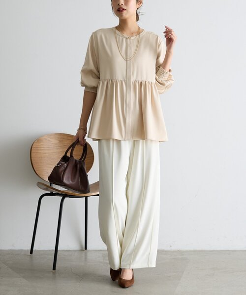 Jena espace merveilleux（ジェナ　エスパスメルヴェイユ）の「《さわ企画》【セレモニー/WEB限サイズあり】ペプラムブラウス（シャツ/ブラウス・レディース・ブラック/オフホワイト・FREE/0）」の15枚目の写真