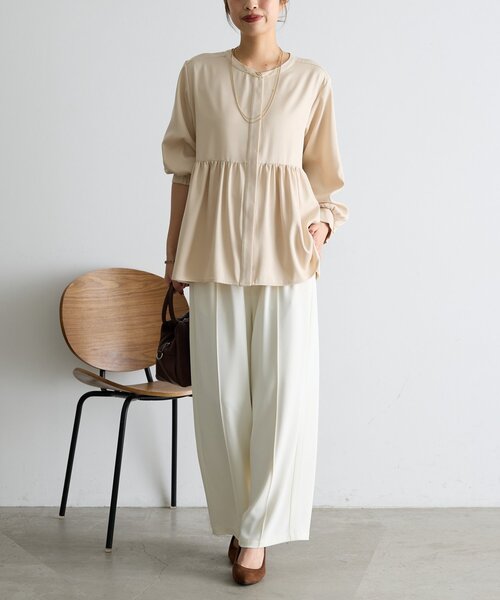 Jena espace merveilleux（ジェナ　エスパスメルヴェイユ）の「《さわ企画》【セレモニー/WEB限サイズあり】ペプラムブラウス（シャツ/ブラウス・レディース・ブラック/オフホワイト・FREE/0）」の16枚目の写真