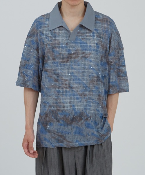 improves（インプローブス）の「総柄スキッパー ポロシャツ（ポロシャツ・メンズ・ブルー/ブラック・LARGE/MEDIUM）」の4枚目の写真