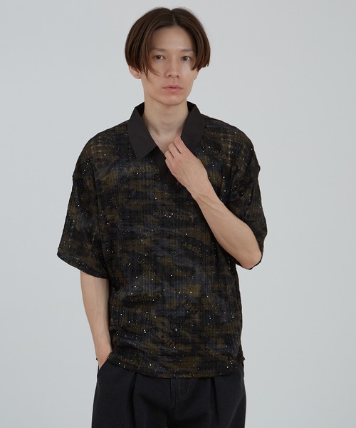 improves（インプローブス）の「総柄スキッパー ポロシャツ（ポロシャツ・メンズ・ブルー/ブラック・LARGE/MEDIUM）」の9枚目の写真