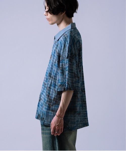 Crownor(クラウノアー)の「総柄スキッパー ポロシャツ(ポロシャツ・メンズ・ブルー/ブラック・LARGE/MEDIUM)」の9枚目の写真