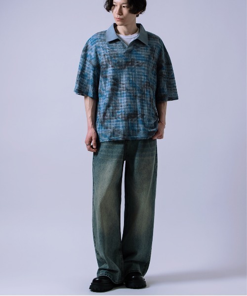 Crownor(クラウノアー)の「総柄スキッパー ポロシャツ(ポロシャツ・メンズ・ブルー/ブラック・LARGE/MEDIUM)」の11枚目の写真