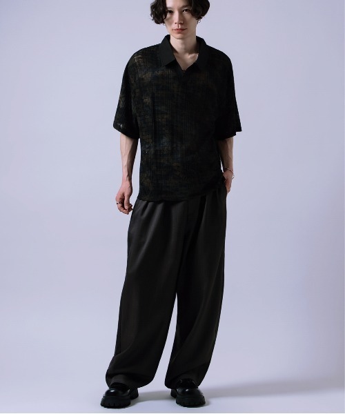 Crownor(クラウノアー)の「総柄スキッパー ポロシャツ(ポロシャツ・メンズ・ブルー/ブラック・LARGE/MEDIUM)」の15枚目の写真