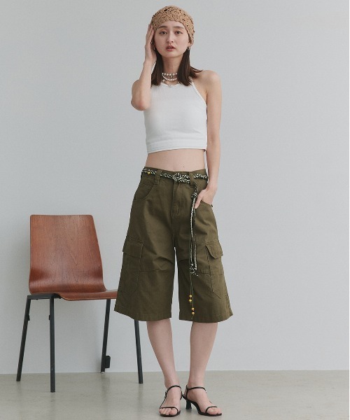 ad thie(アドティエ)の「ベルト付き カーゴハーフパンツ(カーゴパンツ・レディース・カーキ/ダークブラウン・FREE)」の21枚目の写真