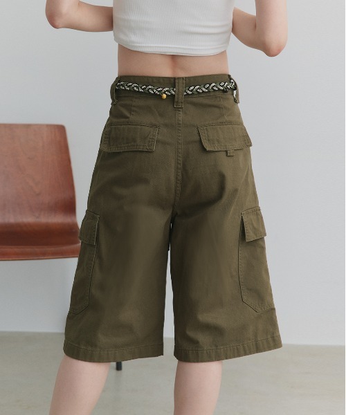 ad thie(アドティエ)の「ベルト付き カーゴハーフパンツ(カーゴパンツ・レディース・カーキ/ダークブラウン・FREE)」の19枚目の写真