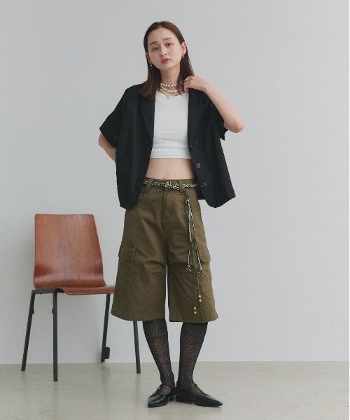 ad thie(アドティエ)の「ベルト付き カーゴハーフパンツ(カーゴパンツ・レディース・カーキ/ダークブラウン・FREE)」の16枚目の写真