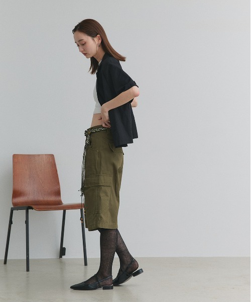 ad thie(アドティエ)の「ベルト付き カーゴハーフパンツ(カーゴパンツ・レディース・カーキ/ダークブラウン・FREE)」の17枚目の写真