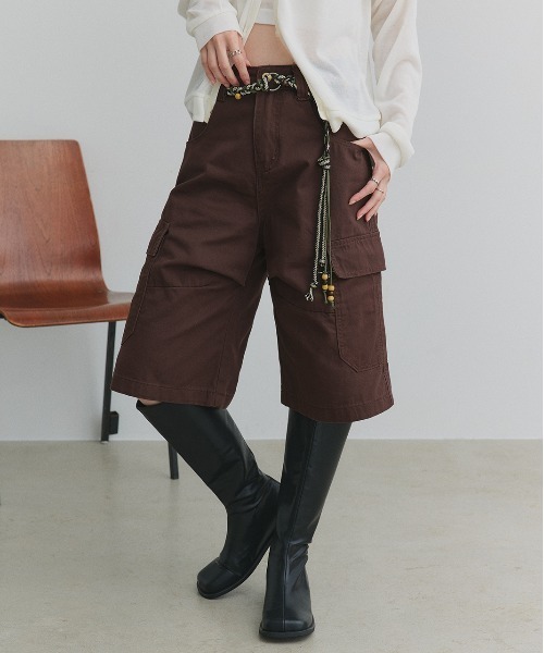 ad thie(アドティエ)の「ベルト付き カーゴハーフパンツ(カーゴパンツ・レディース・カーキ/ダークブラウン・FREE)」の20枚目の写真