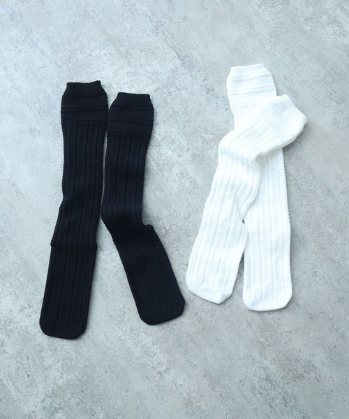 bulle de savon（ビュルデサボン）の「《early spring》透かし編みハイソックス（ソックス/靴下・レディース・ホワイト/ブラック・FREE）」の7枚目の写真