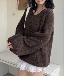 ゆるVネック オーバーサイズ シャギーニット
