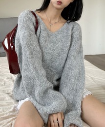 オーバーサイズ」に該当するレディースのニット/セーター（グレー/灰色