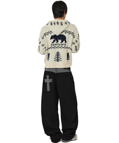 OY（オーワイ）の「『OY/オーワイ』CHECK MIX WIDE VOLUME PANTS/チェックミックスワイドボリュームパンツ（デニムパンツ・レディース・ブラック/インディゴブルー・S/M/L）」の9枚目の写真