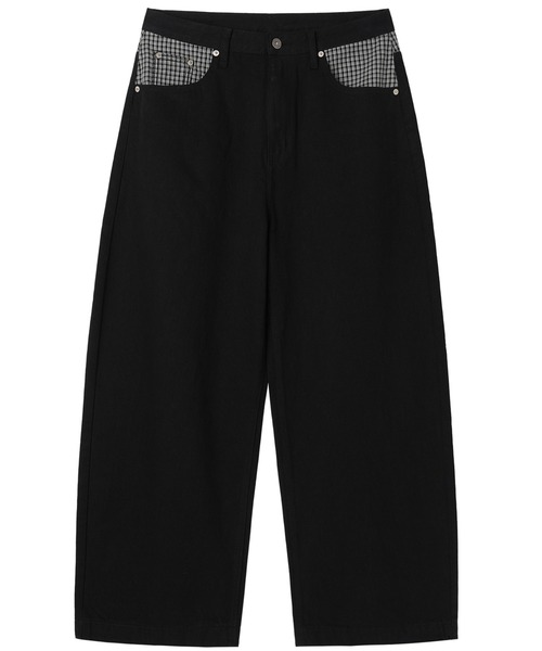 OY（オーワイ）の「『OY/オーワイ』CHECK MIX WIDE VOLUME PANTS/チェックミックスワイドボリュームパンツ（デニムパンツ・レディース・ブラック/インディゴブルー・S/M/L）」の17枚目の写真