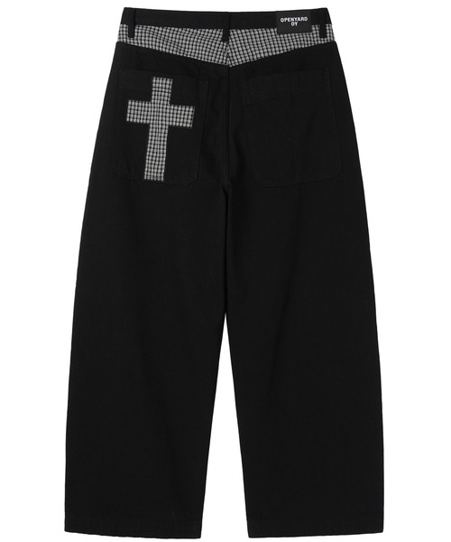 OY（オーワイ）の「『OY/オーワイ』CHECK MIX WIDE VOLUME PANTS/チェックミックスワイドボリュームパンツ（デニムパンツ・レディース・ブラック/インディゴブルー・S/M/L）」の18枚目の写真