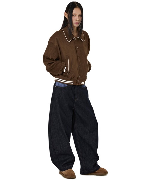 OY（オーワイ）の「『OY/オーワイ』CHECK MIX WIDE VOLUME PANTS/チェックミックスワイドボリュームパンツ（デニムパンツ・レディース・ブラック/インディゴブルー・S/M/L）」の13枚目の写真