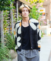 C.E.L.STORE（セルストア）の「TOWNCRAFT / タウンクラフト SHAGGY VINTAGE PATTERN ZIP CARDIGAN レオパード アーガイル デイジー シャギー ジップアップ カーディガン モヘアタッチ（カーディガン/ボレロ）」
