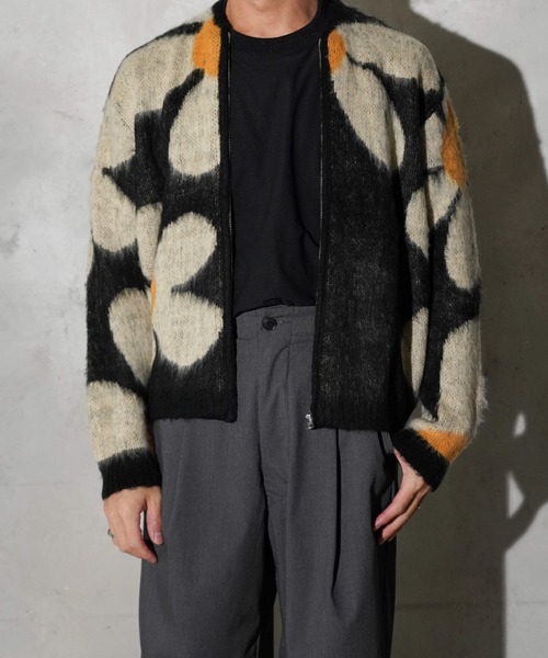 TOWNCRAFT(タウンクラフト)の「TOWNCRAFT / タウンクラフト SHAGGY VINTAGE PATTERN ZIP CARDIGAN レオパード アーガイル デイジー シャギー ジップアップ カーディガン モヘアタッチ(カーディガン/ボレロ・メンズ・その他1/その他2/オリーブ/グレー/グレー系その他/カーキ・X-SMALL/MEDIUM/LARGE/SMALL)」の7枚目の写真