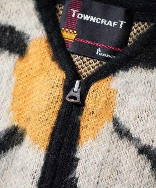 TOWNCRAFT / タウンクラフト SHAGGY VINTAGE PATTERN ZIP CARDIGAN