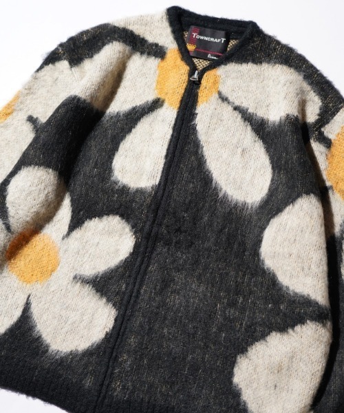 TOWNCRAFT / タウンクラフト SHAGGY VINTAGE PATTERN ZIP CARDIGAN