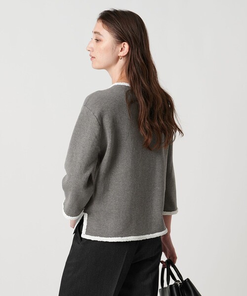 UNITED ARROWS（ユナイテッドアローズ）の「BROCHE  フラワーモチーフ ニット（ニット/セーター・レディース・ブラック/オフホワイト/グレー系・FREE）」の20枚目の写真