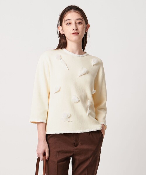 UNITED ARROWS（ユナイテッドアローズ）の「BROCHE  フラワーモチーフ ニット（ニット/セーター・レディース・ブラック/オフホワイト/グレー系・FREE）」の22枚目の写真