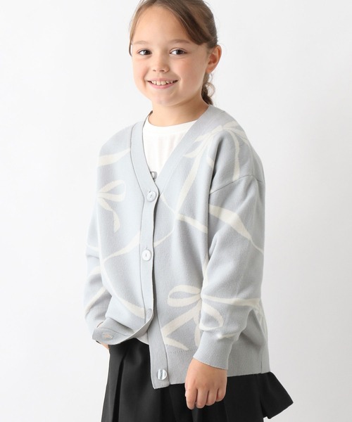 GLOBAL WORK（グローバルワーク）の「メルティニットVカーデ/589256（カーディガン/ボレロ・キッズ・ブラック/サックスブルー/ホワイト系5/ホワイト系8・130cm/140cm/150cm/160cm）」の4枚目の写真